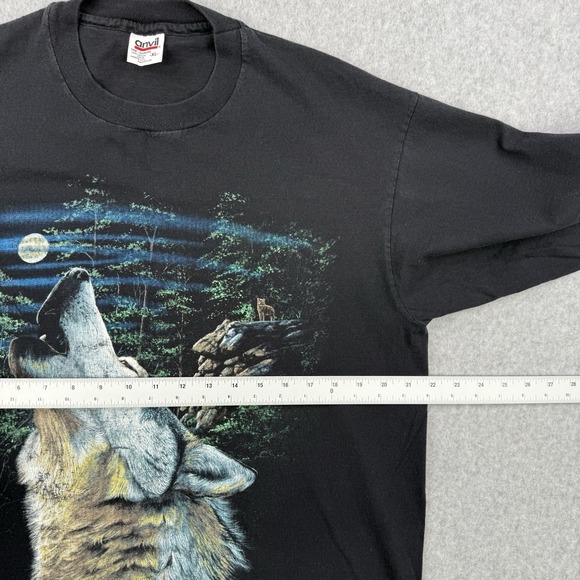 Vintage Zooper Shirt Mens XL Black Howling Wolf Print Single Stitch Made In USA - Picture 7 of 9
